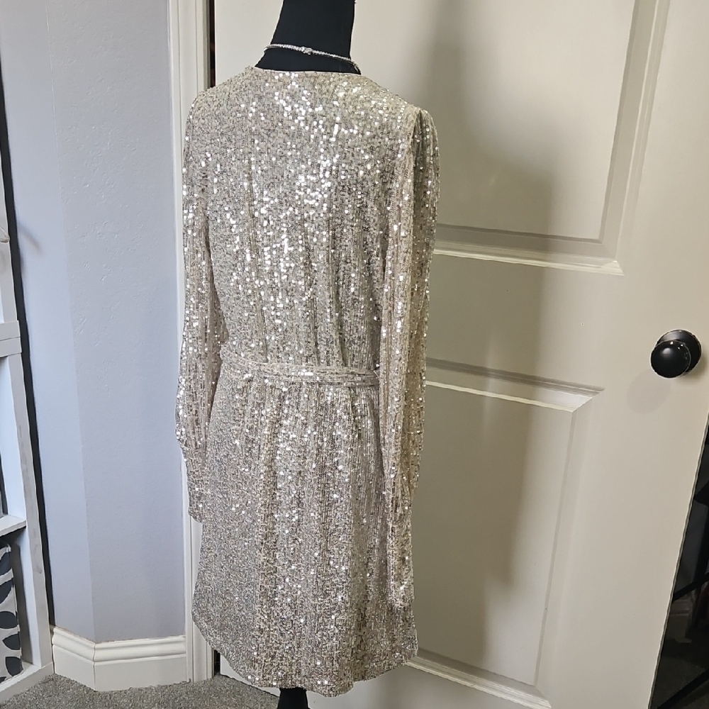 Gianni Bini Silver Sparkle Date Night Girls Night Fabulous Dress - Picture 10 of 12